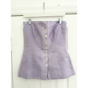 Summer Away Womens Lavender Button‎ Front Strapless Linen Costa Top Medium NWT